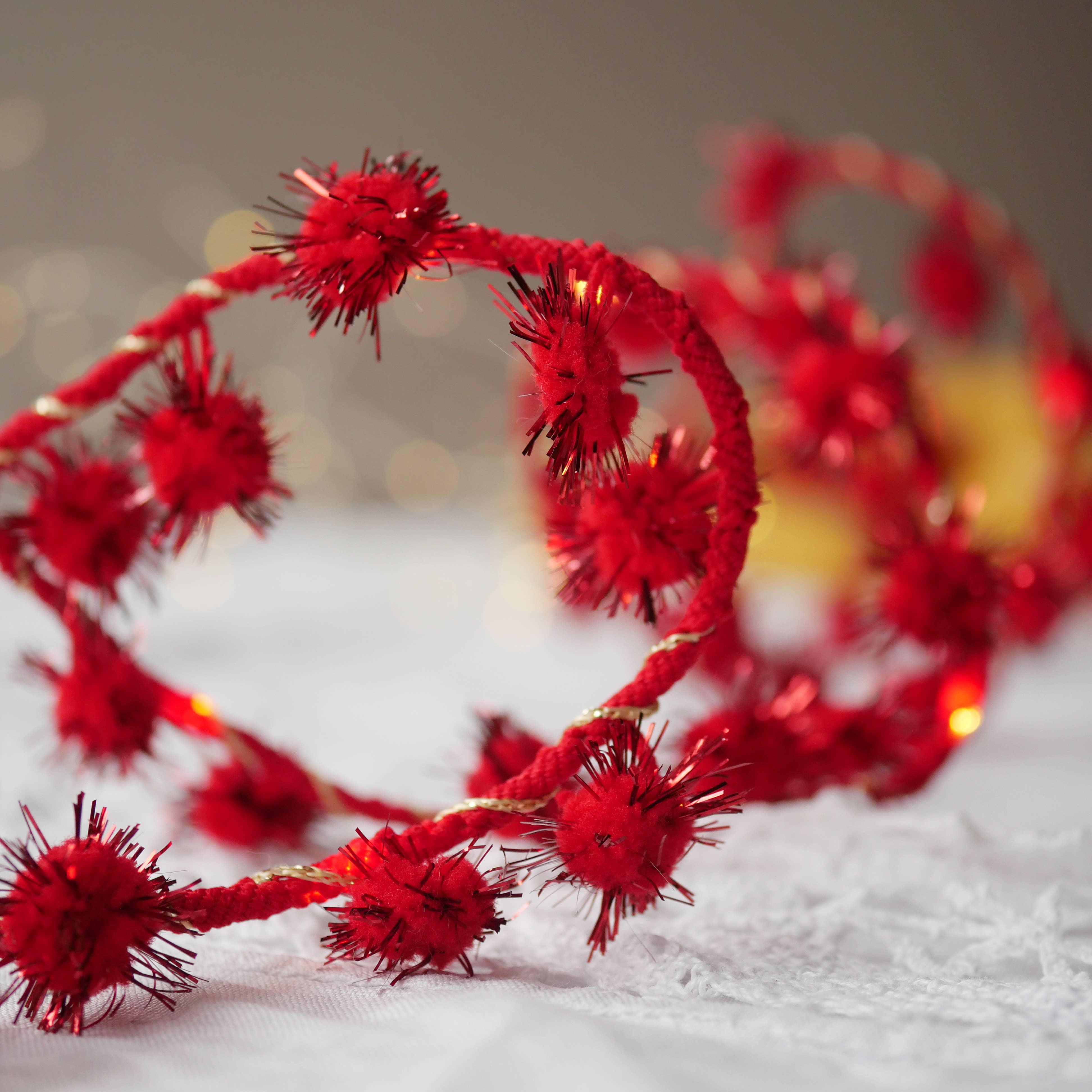 Melanie Porter - Wholesale String Lights - Tinsel Pom Pom Fairy Light String - Christmas Decoration3