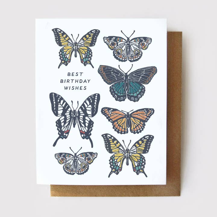 Root & Branch Paper Co. - Wholesale Birthday Card - Best Birthday Wishes - Butterfly Birthday Card0