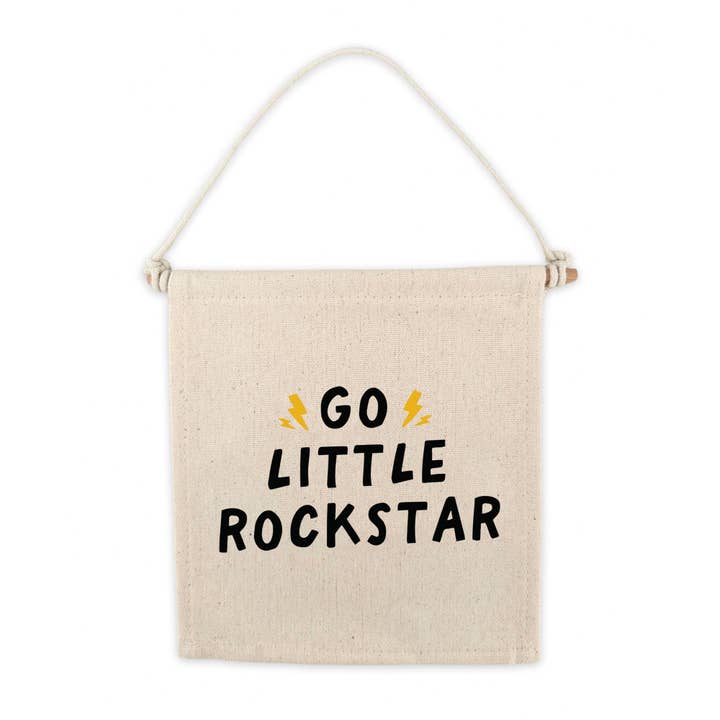 Cherrypick - Wholesale Sign - Go Little Rockstar (Natural) Canvas Hang Sign - Kids Decor