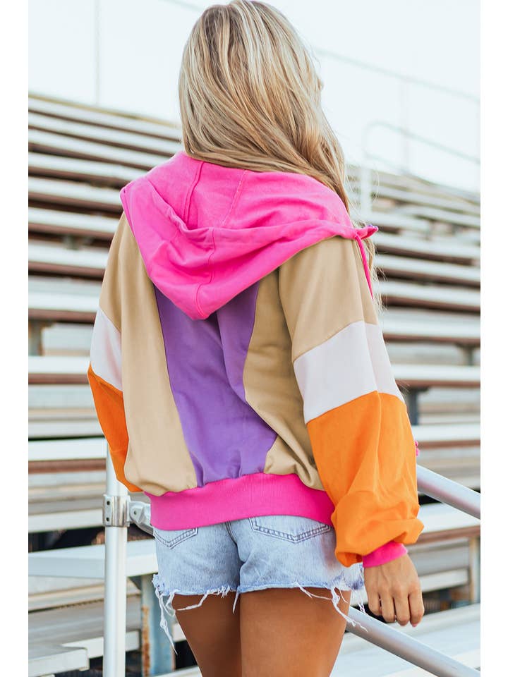 As shown Colorblock Full Zipped Oversized Hoodie | S-XL for wholesale on Faire