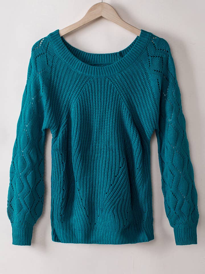 FULL TIME PURCHASE - Wholesale Knit Sweater - Women's - Hollow-out Puffy Sleeve Knit Sweater21
