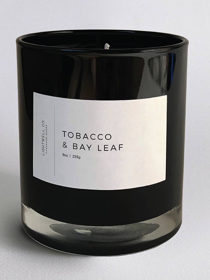 Tobacco & Bay Leaf Black Tumbler for wholesale by Lightwell Co.
