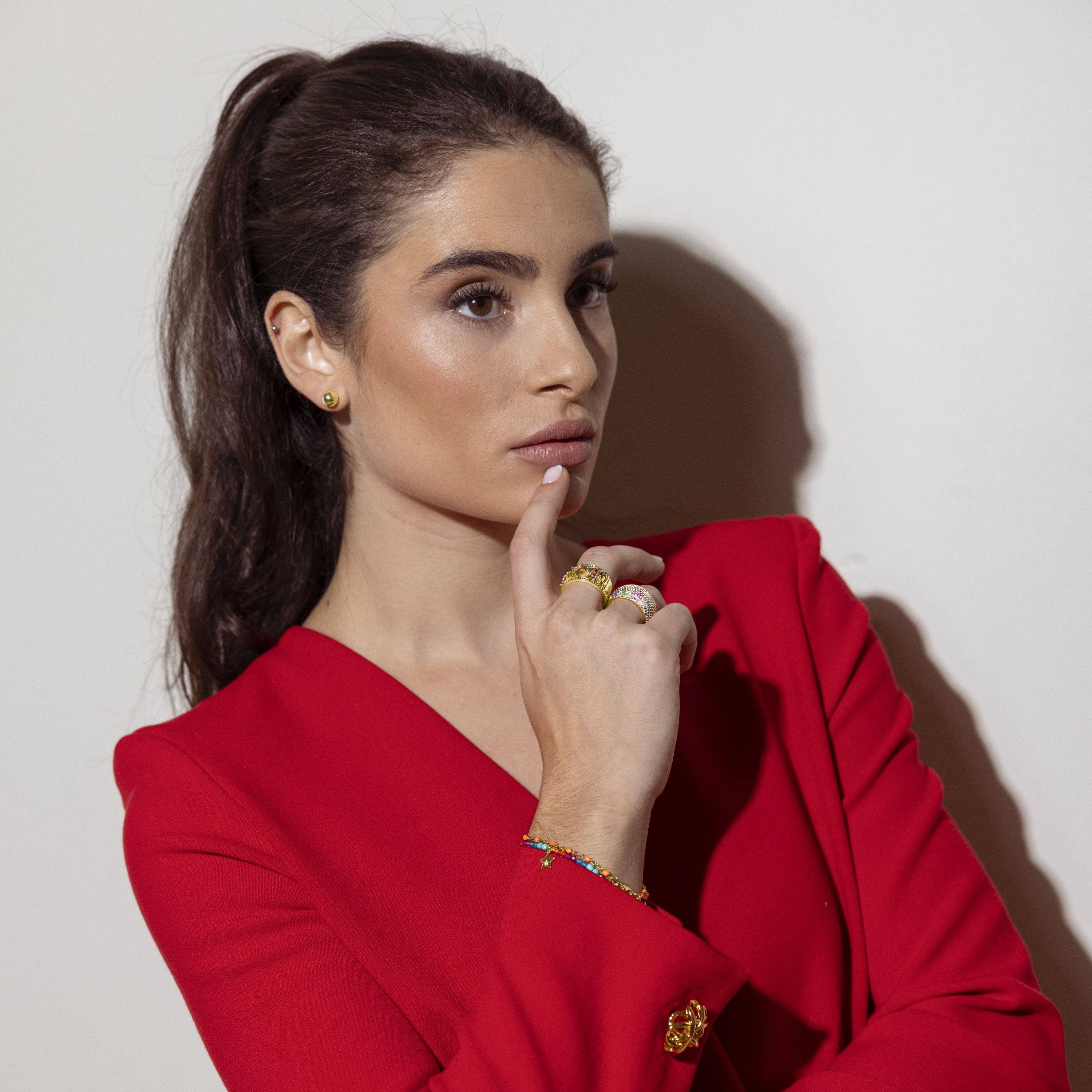 Luxenter - Wholesale Stud/Post Earrings - Pendientes acabados en oro amarillo de 18K - Linson1