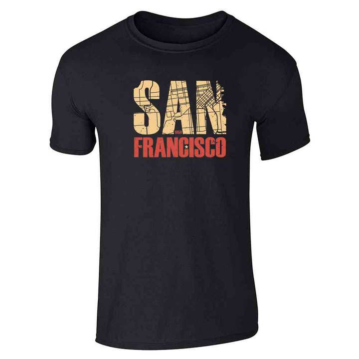 San Francisco California Retro Map Travel Unisex Tee for wholesale by Pop Threads