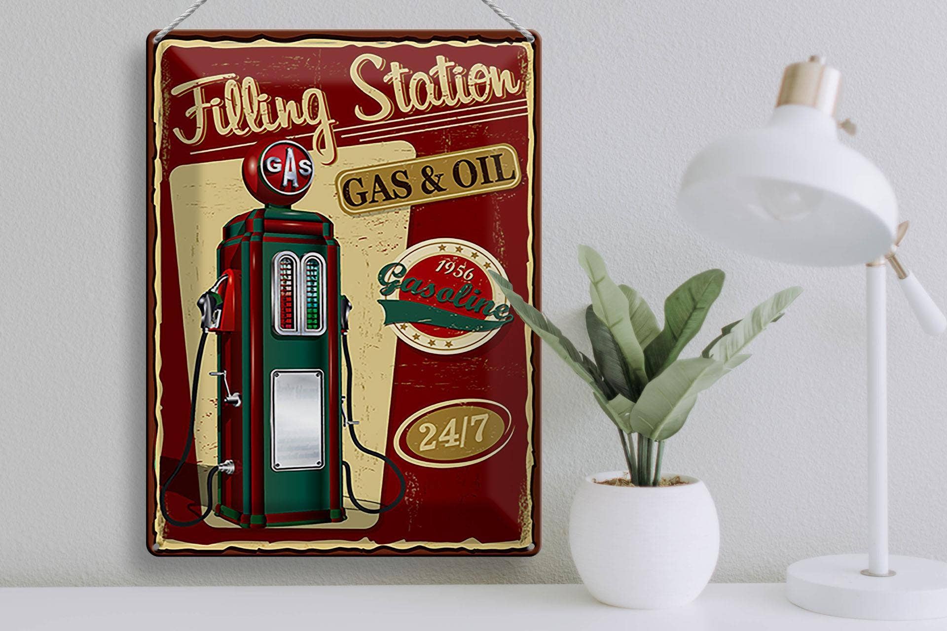 Femer – wholesale Skylt – Retro 30x40cm Bensinstation Bensin 24/7 Dekorativ skylt Plåtskylt3