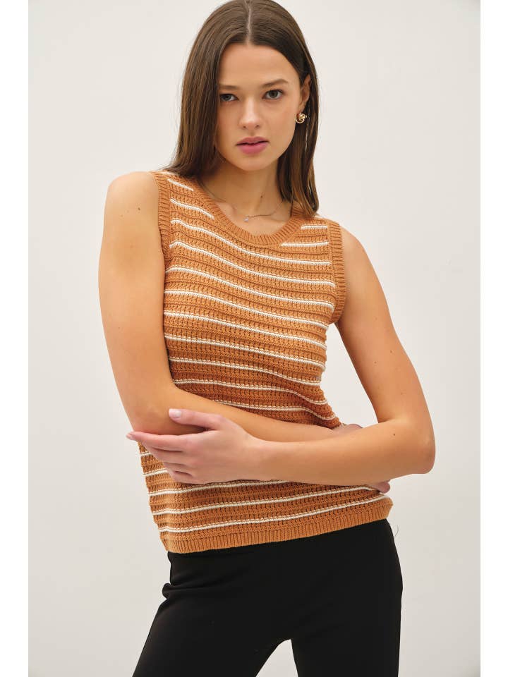 Be Cool - Wholesale Tank Top - Women's - CHUNKY KNIT, STRIPED SWEATER TANK