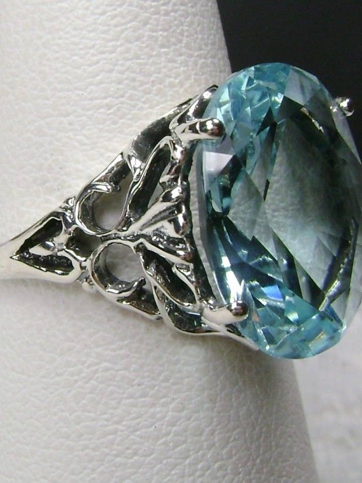 Oval ädelsten virvel ring/Silver Vintage Art Nouveau Ring #10 för wholesale av Silver Embrace Jewelry