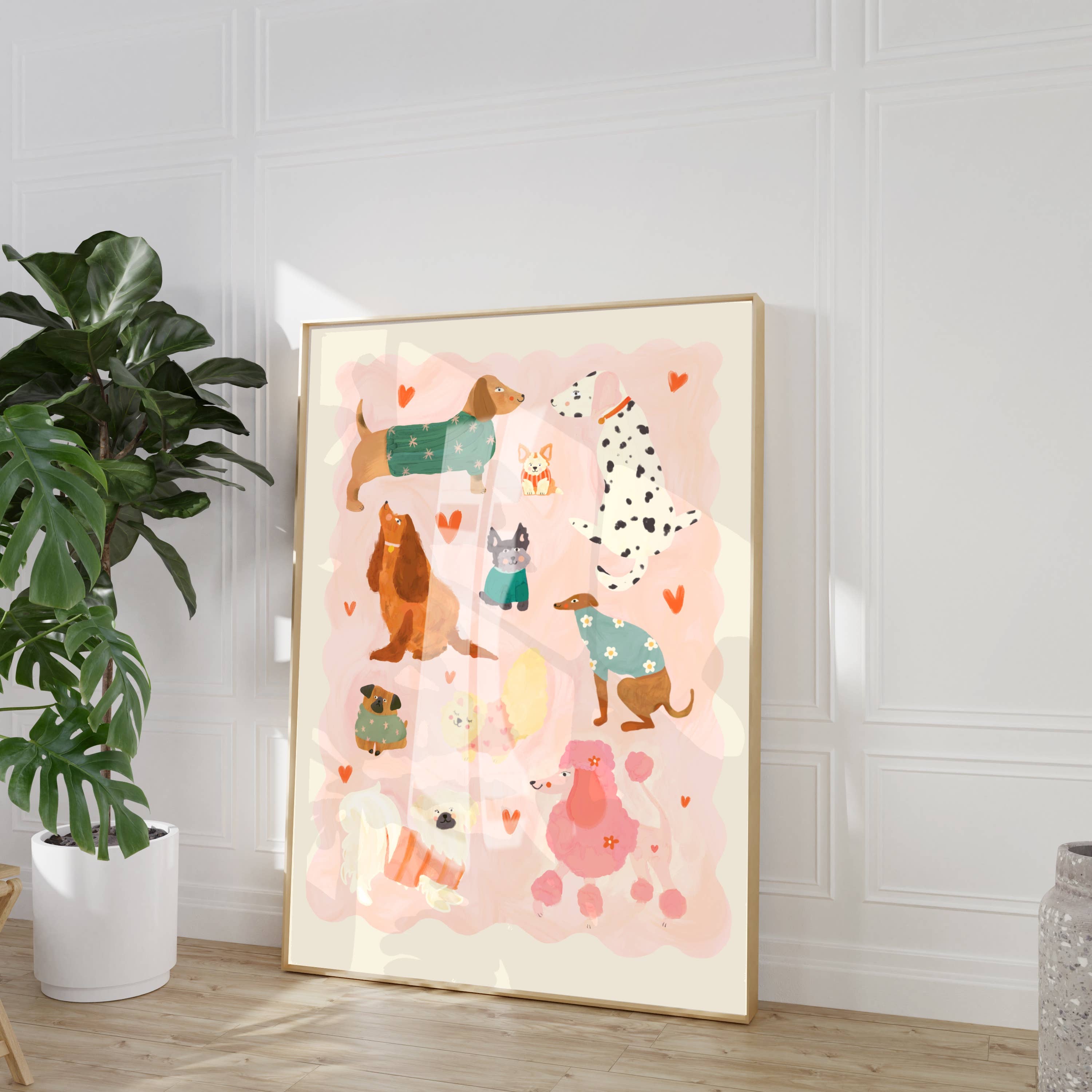 Kate Fox Design – wholesale Art print – Kids & baby – Puppy Love Print, Illustration, Kids Print, Colourful,4