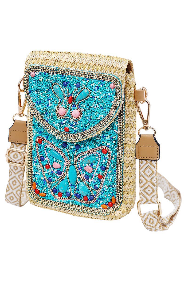 Cap Zone - Wholesale Crossbody Bag - Women's - Butterfly Bohemian Artisan Beaded Crossbody Bag4