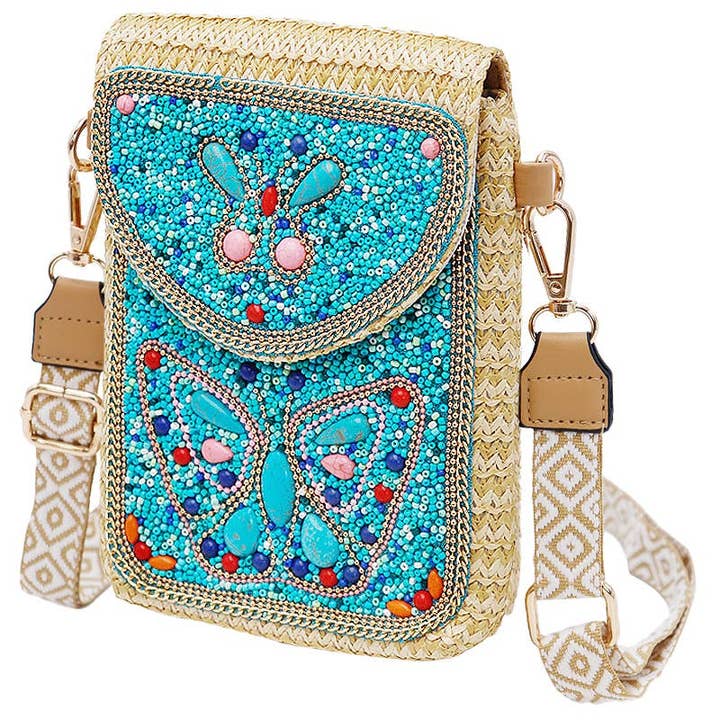 Cap Zone - Wholesale Crossbody Bag - Women's - Butterfly Bohemian Artisan Beaded Crossbody Bag4
