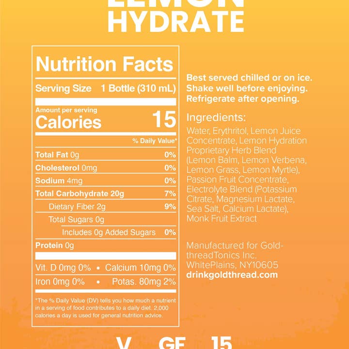 Goldthread Tonics - Wholesale Wellness Juice/Tonic - Lemon Hydrate2