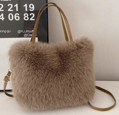 W.A.Y. --Wonderful And Young - Vente Sac à main avec poignée sur le dessus – femme - SAC EN FOURRURE MINKY W.A.Y1