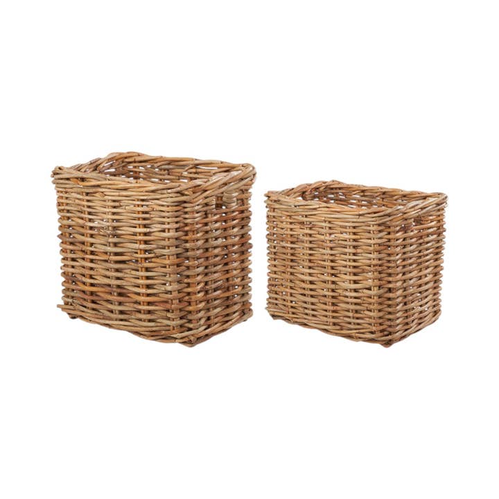 Set di 2 cesti rettangolari in rattan naturale robusto per la vendita all'ingrosso da parte di Red Hamper
