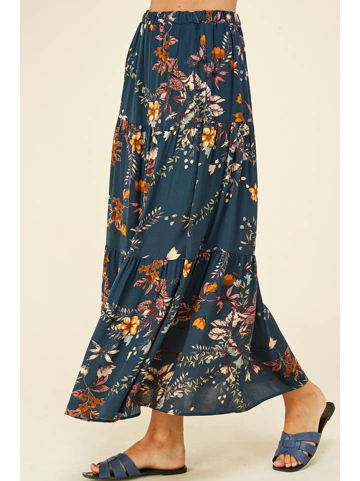 Teal Three Layered Floral Skirt for wholesale on Faire4