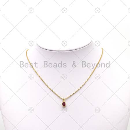 BestBeads&Beyond - Vente Breloques/médailles personnalisées - Pendentif ovale coloré Big CZ Micro Pave, breloque ovale remplie d'or 18 carats, breloque de bracelet de collier, Sku #LK5223
