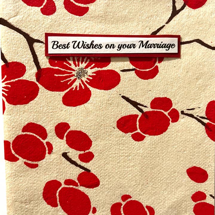 Handmade Wedding card Cherry Blossoms for wholesale by Marie's Paperie