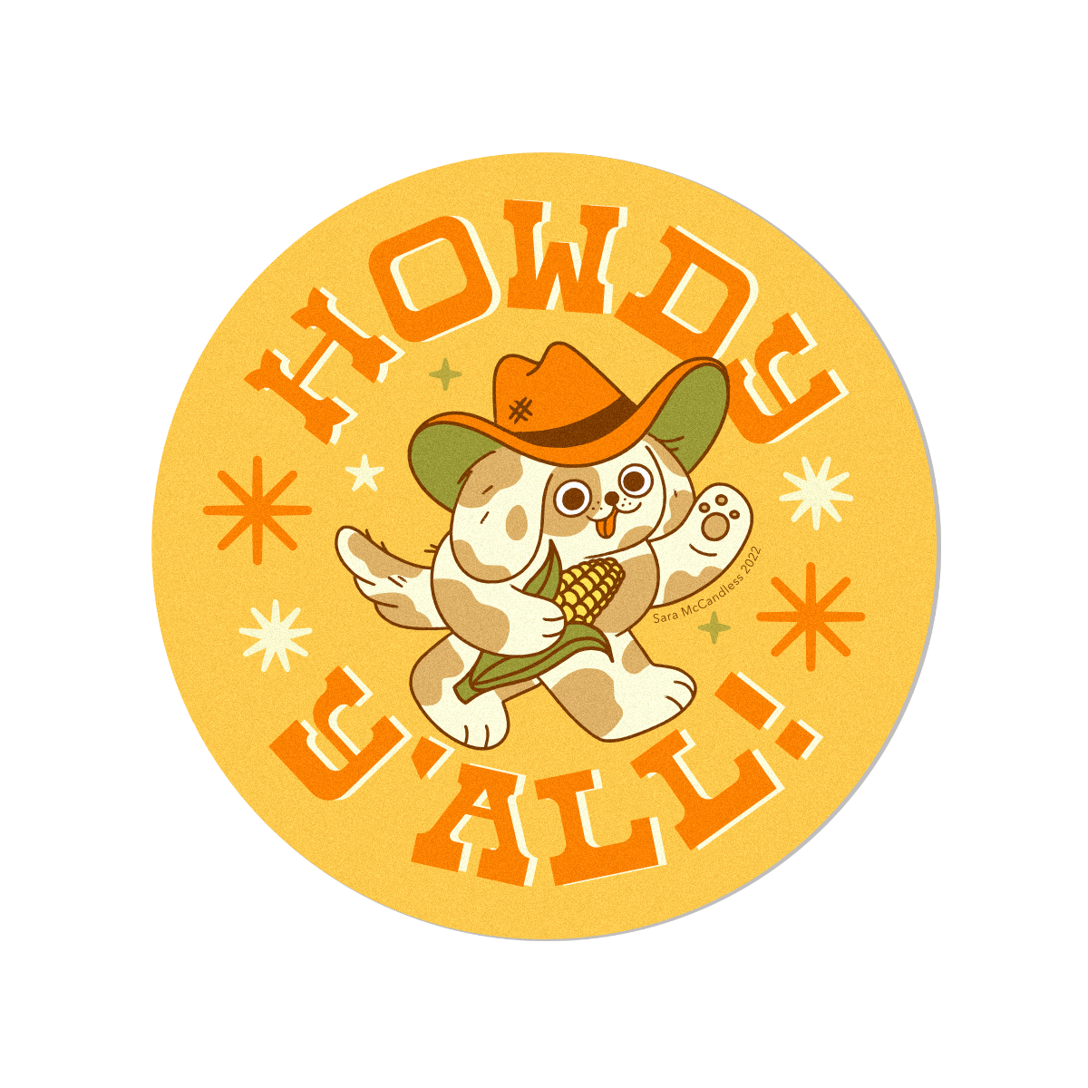 Sara McCandless Illustration - Wholesale Sticker - Howdy Y'all Glittery Sticker3