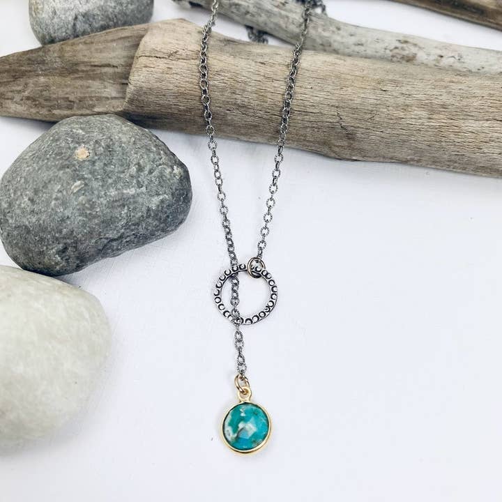 Tied Up Turquoise Lariat for wholesale by Laura J Designs