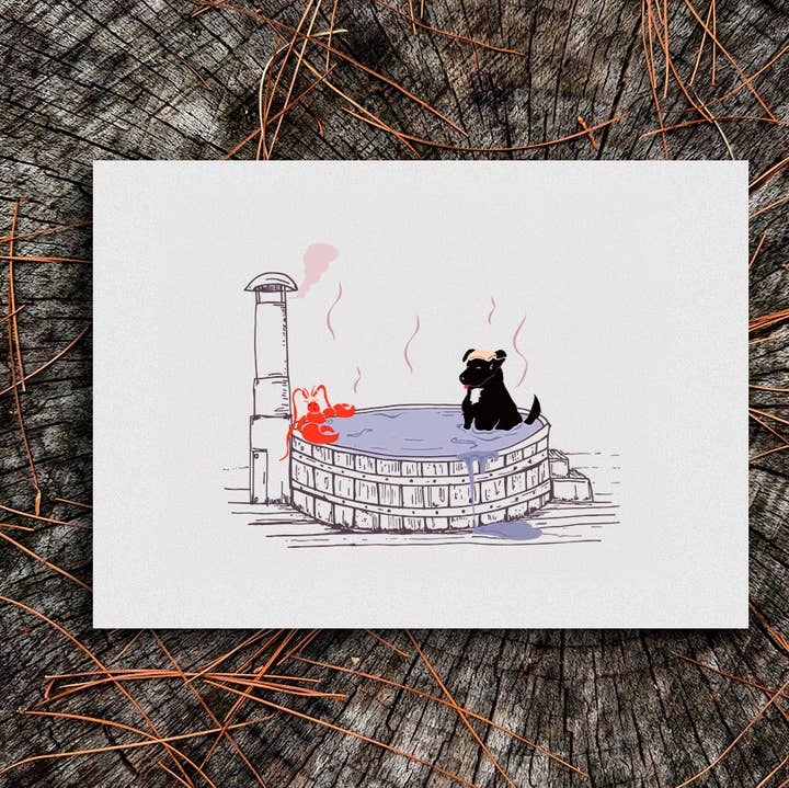 Soijen Illustrations - Wholesale Art Print - Onsen Pup Art Print0