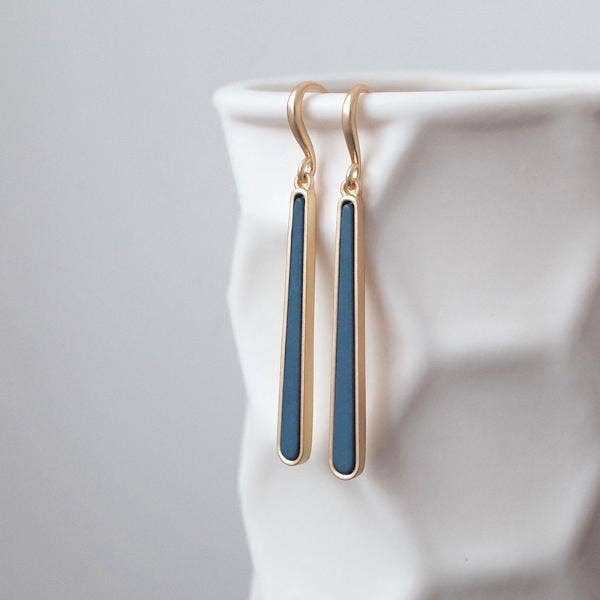 LanLivia - Venta al por mayor Pendientes colgantes - Pendientes minimalistas geométricos de esmalte azul3