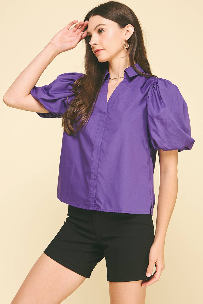 PINCH - Wholesale Blouse - Women's - BUBBLE SLEEVE BLOUSE TOP - 5707TB20