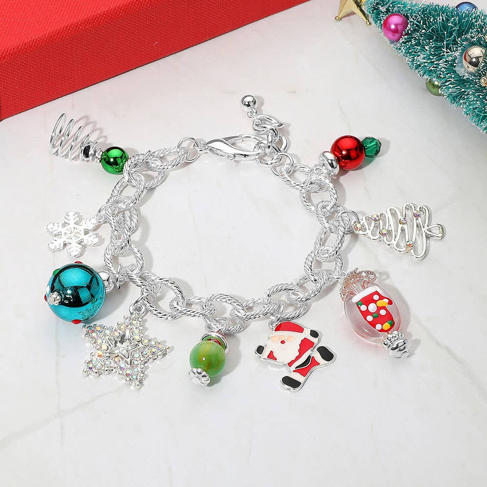 Sensibling Corp. - Wholesale Charm/Dangle Bracelet - Christmas Tree Santa Star Snowflake Festive Holiday Themed Charm Bracelet3