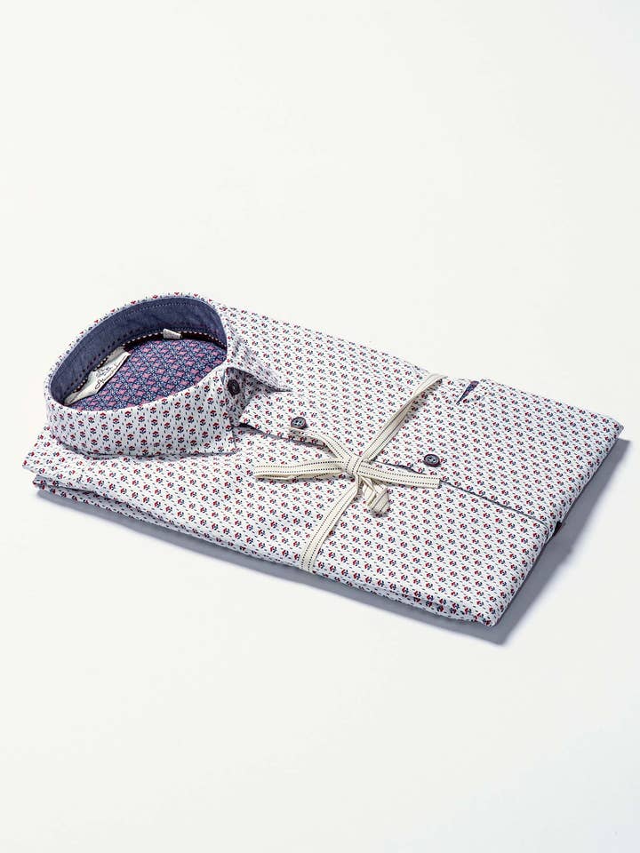 Camicia Popeline Microfantasia Collo Italiano per la vendita all'ingrosso da parte di Alessandro Lamura