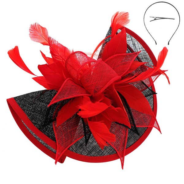 anbfashion - Vente Chapeau bibi – femme - Bandeau et pince fascinateur bicolores pliés0