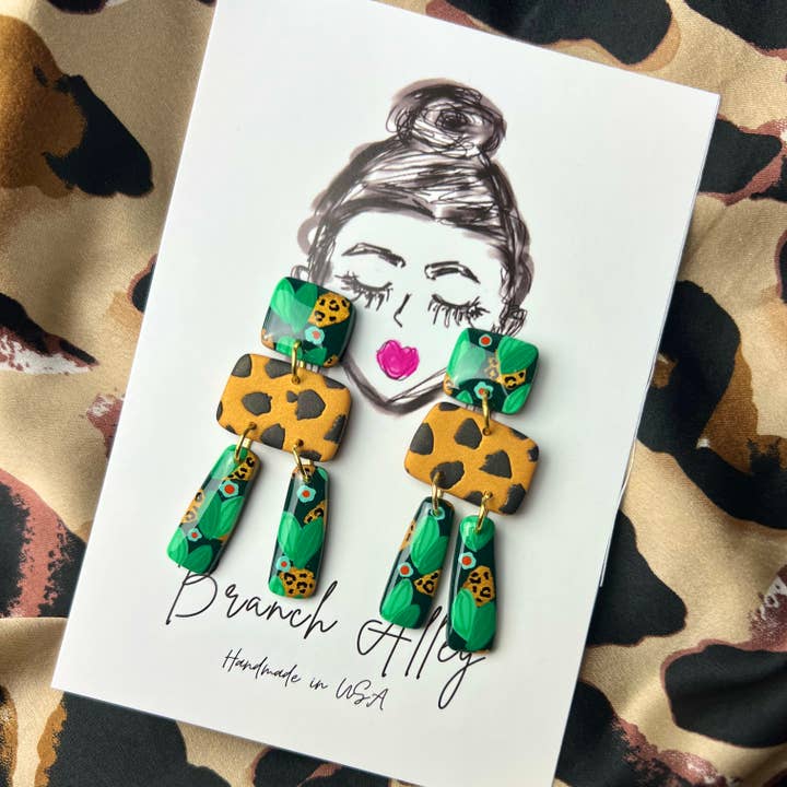jungle pattern clay dangle for wholesale by Branch Alley