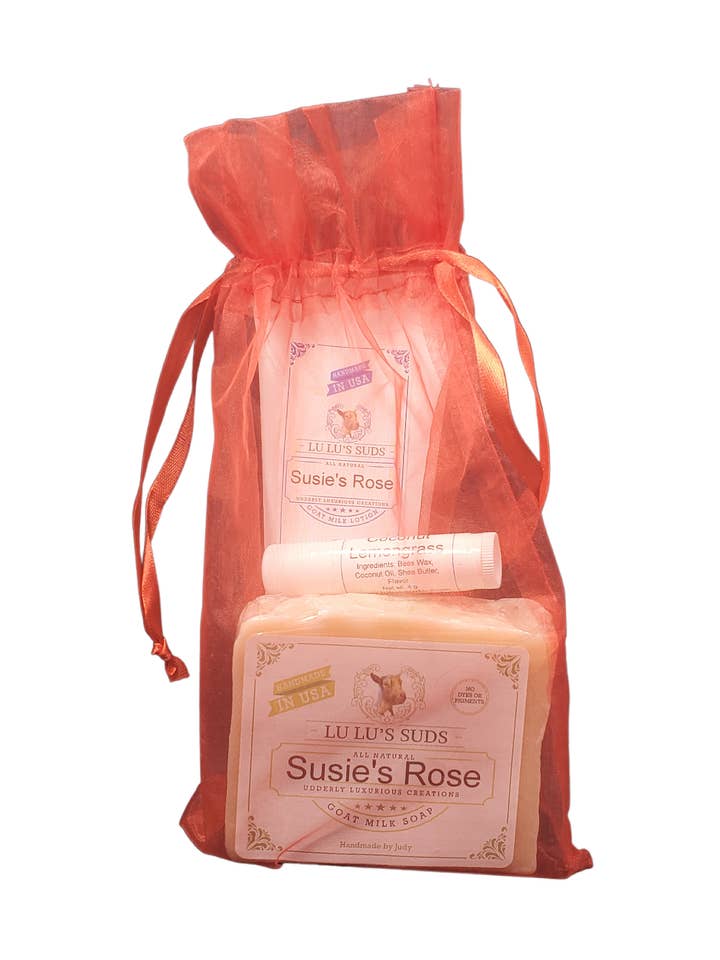 Cucumber Melon Soap, Lotion, & Lip Balm Gift Bag for wholesale by Lu Lu's Suds