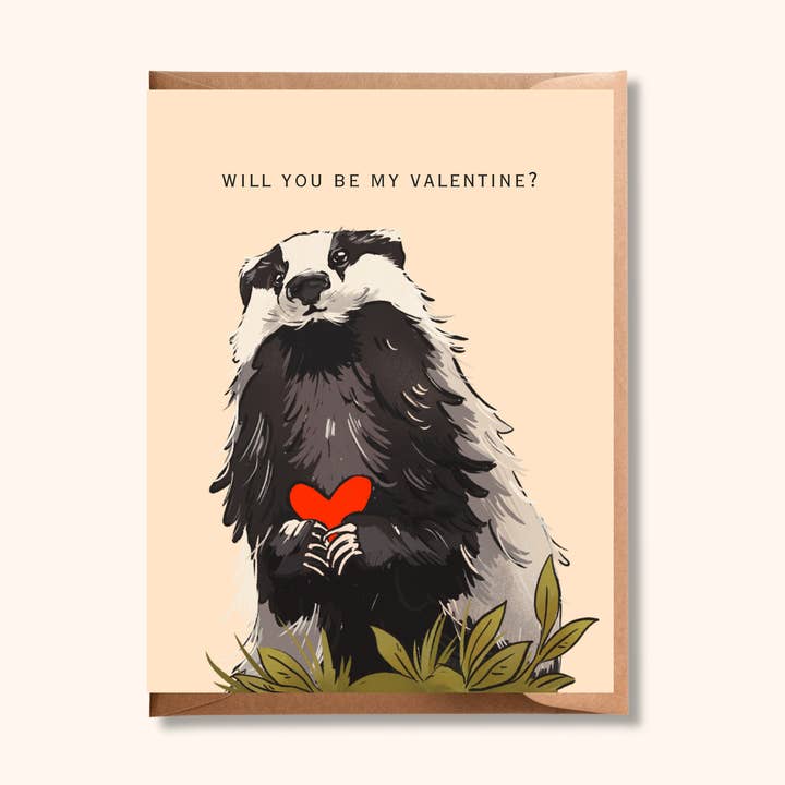Biglietto Vuoi Essere il Mio Valentino | Biglietto di Auguri con Tasso Carino per la vendita all'ingrosso da parte di Brush + Bird Paper Co.