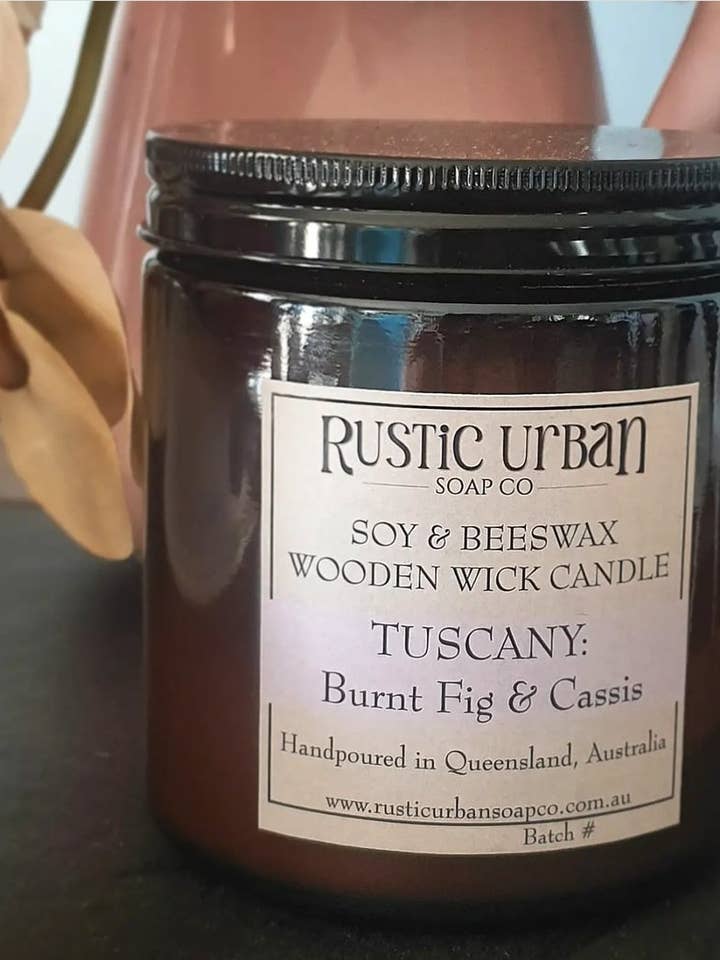 Tuscany; Soy & Bees Wax Candle for wholesale by Rustic Urban Soap Co