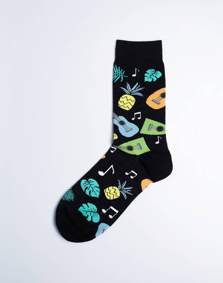Just Fun Socks - Wholesale Socks - Men's - Men's Tropical Ukulele Crew Socks1