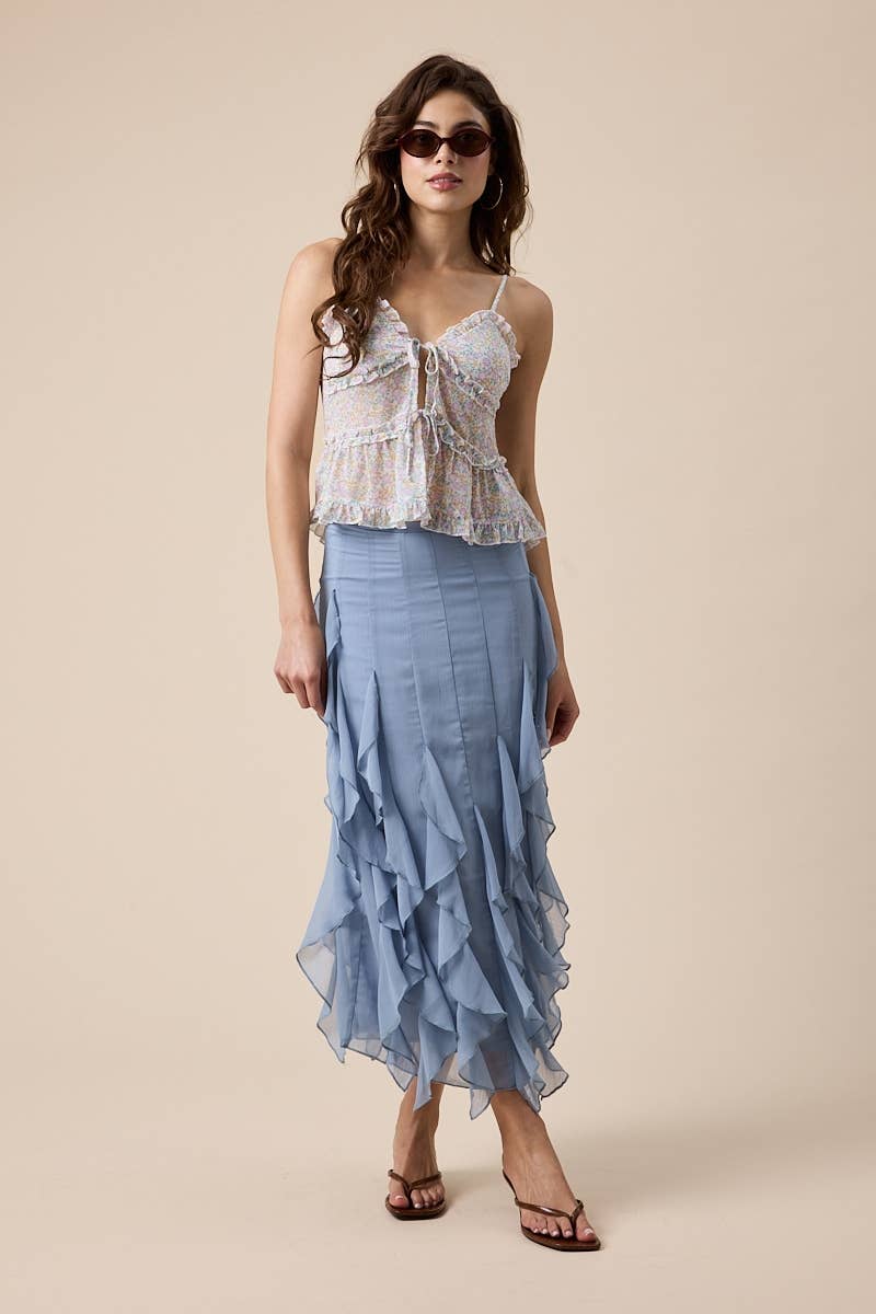 COOL BAE PASTEL DITSY DOUBLE FRONT TIES CHIFFON CAMI TOP for wholesale on Faire3