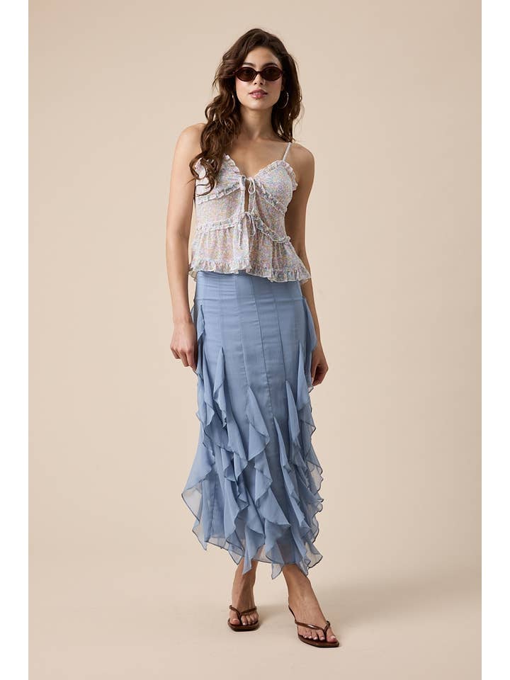 BAE COOL Haut cami en chiffon à double nœud devant à motif pastel. en vente sur Faire3