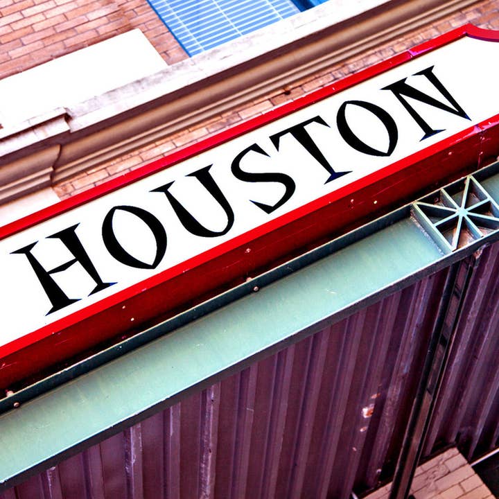 Red Houston Sign Coaster for wholesale by South Austin Gallery