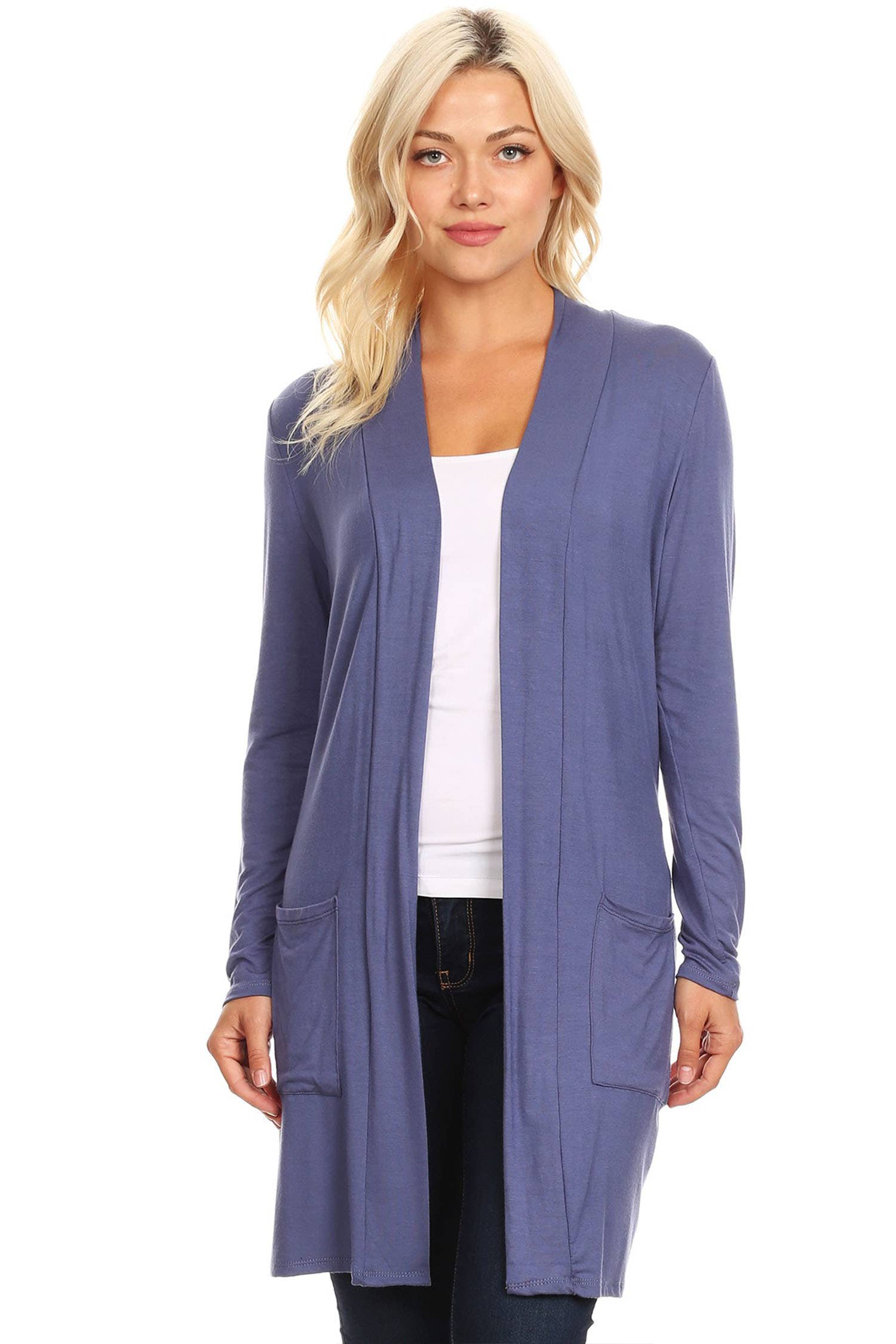 MOA COLLECTION - Wholesale Cardigan - Women's - Women's Casual Basic Solid Cardigan5