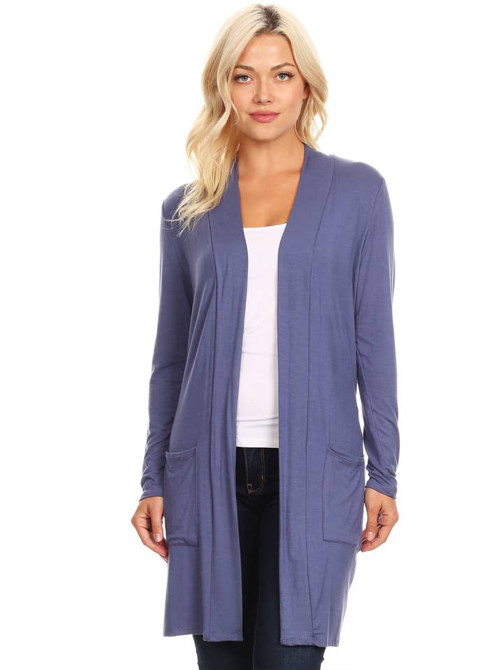 MOA COLLECTION - Wholesale Cardigan - Women's - Women's Casual Basic Solid Cardigan5