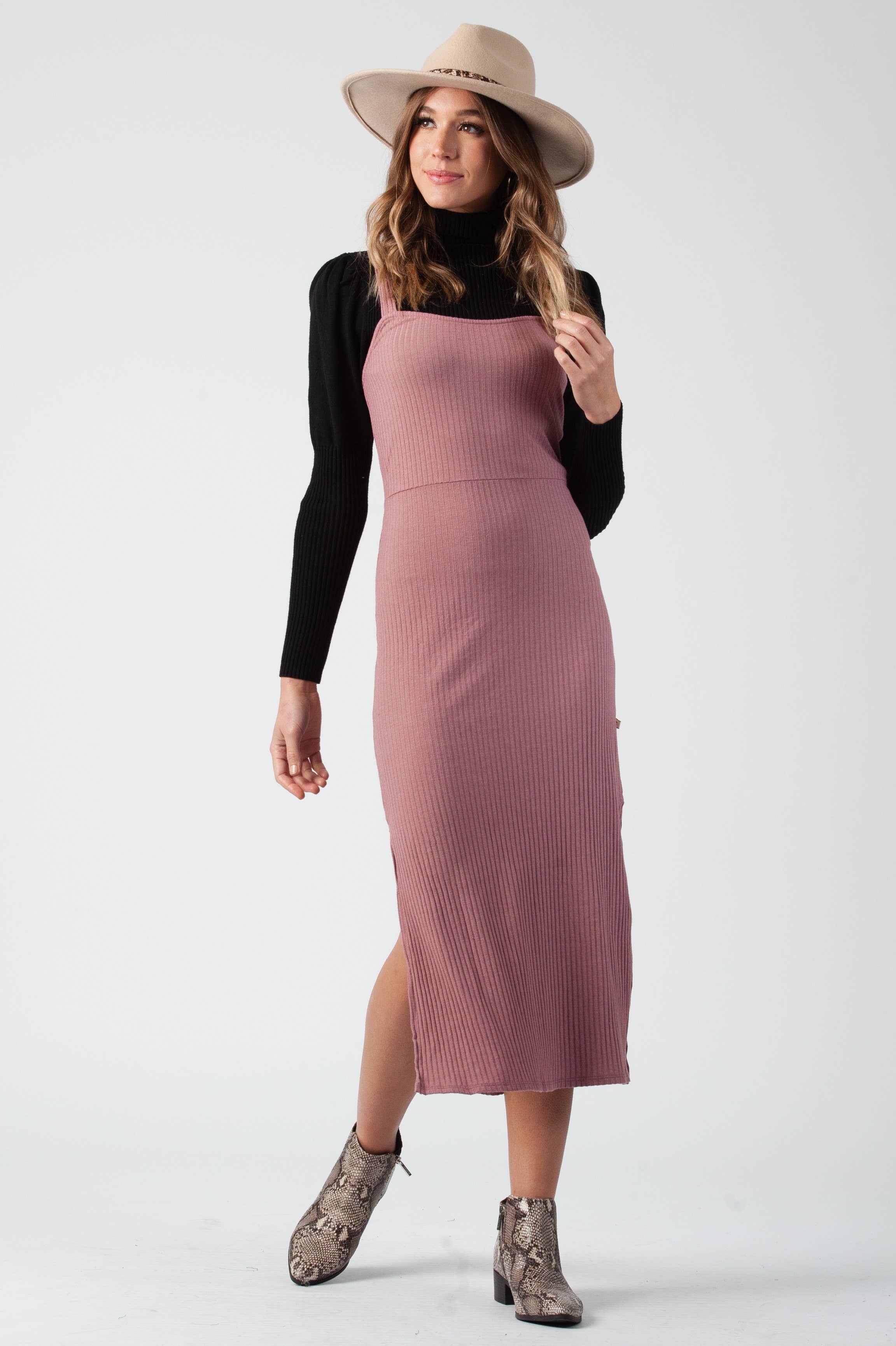 Lucca Couture - Wholesale Dress - Women's - Soft Knit Rib Midi Dress2