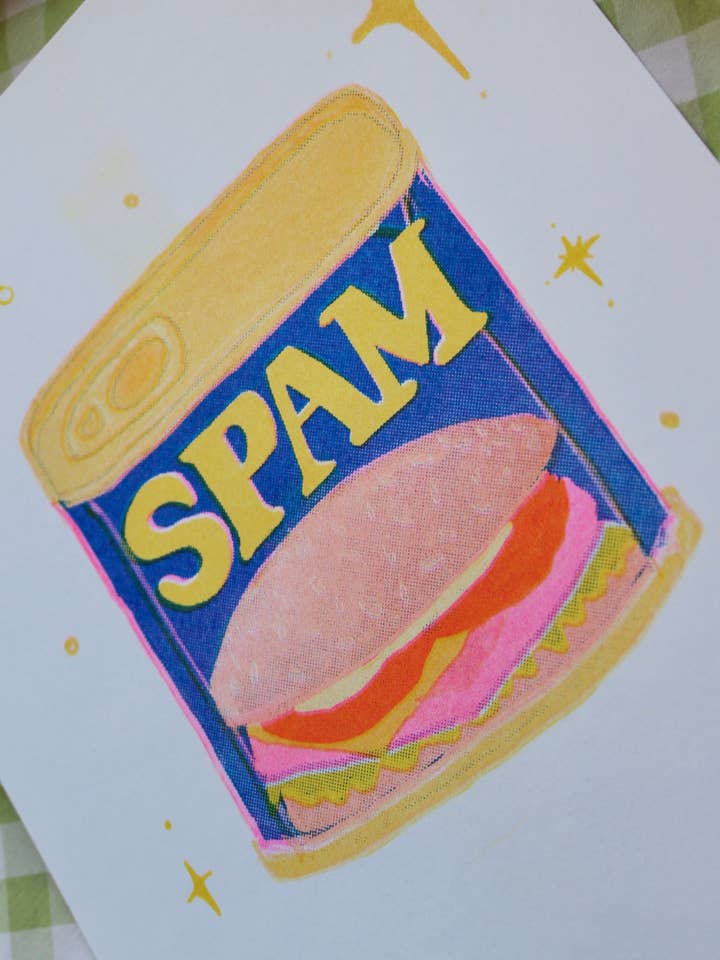 Spam Risograph Print for wholesale by Picnic Date Studio