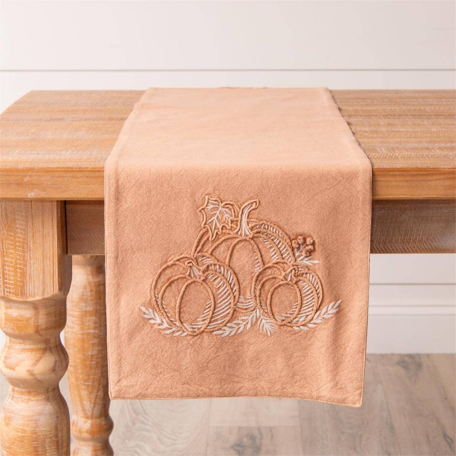 Audrey's Home & Gift - Wholesale Table Runner - Table Runner - Stonewash With Pumpkin Embroidery (PC)1