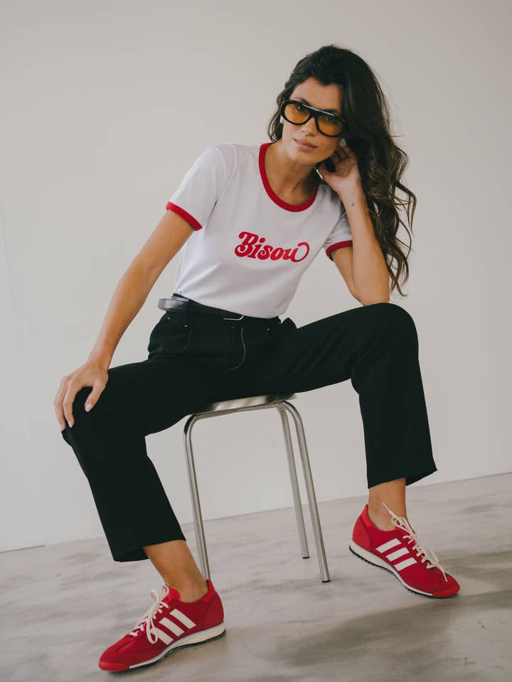 Le Mot - Wholesale Screen Printed T-Shirt - Women's - Ringer t-shirt Bisou7