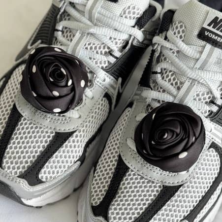 MOND HAUS - Wholesale Shoe Jewelry - Women's - Roselle Shoe Clip, Polka Dot Pattern Satin Rose Charm0