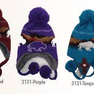 Rustic Bison Novelty Knit Hat for wholesale by Silicon Valley Textiles, Inc