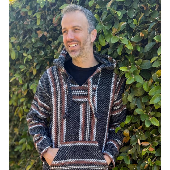 West Path - Wholesale Hoodie - Men's - Mexican Poncho Baja Hoodie - Soft Sweatshirt Pullover - Grey1