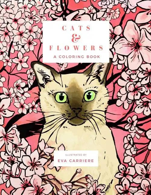 Books by splitShops - Wholesale Coloring & Activity Book - Adult - Cats & Flowers: A Coloring Book - Paperback0