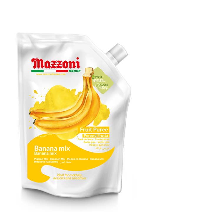 Wholesale Italian Food - Wholesale Fruit Juice - Mazzoni, Banana Mix Puree, 100% Pure Banana Mix, Just Fruit, No Sugar Added, 2.2 lb
