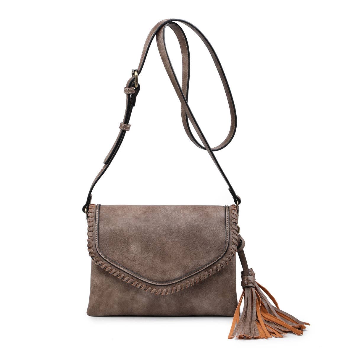 MiMi Wholesale - Wholesale Crossbody Bag - Women's - Flapover Crossbody Bag with Whipstitch & Double Tassel13