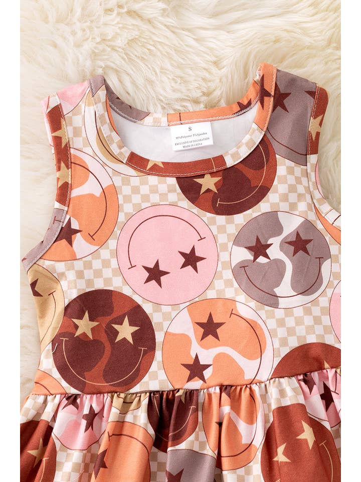 Kids Charm Online - Wholesale Top & Pant Set - Kids - Emoji checkered printed girls tank top & pants. OFG50882 AMY