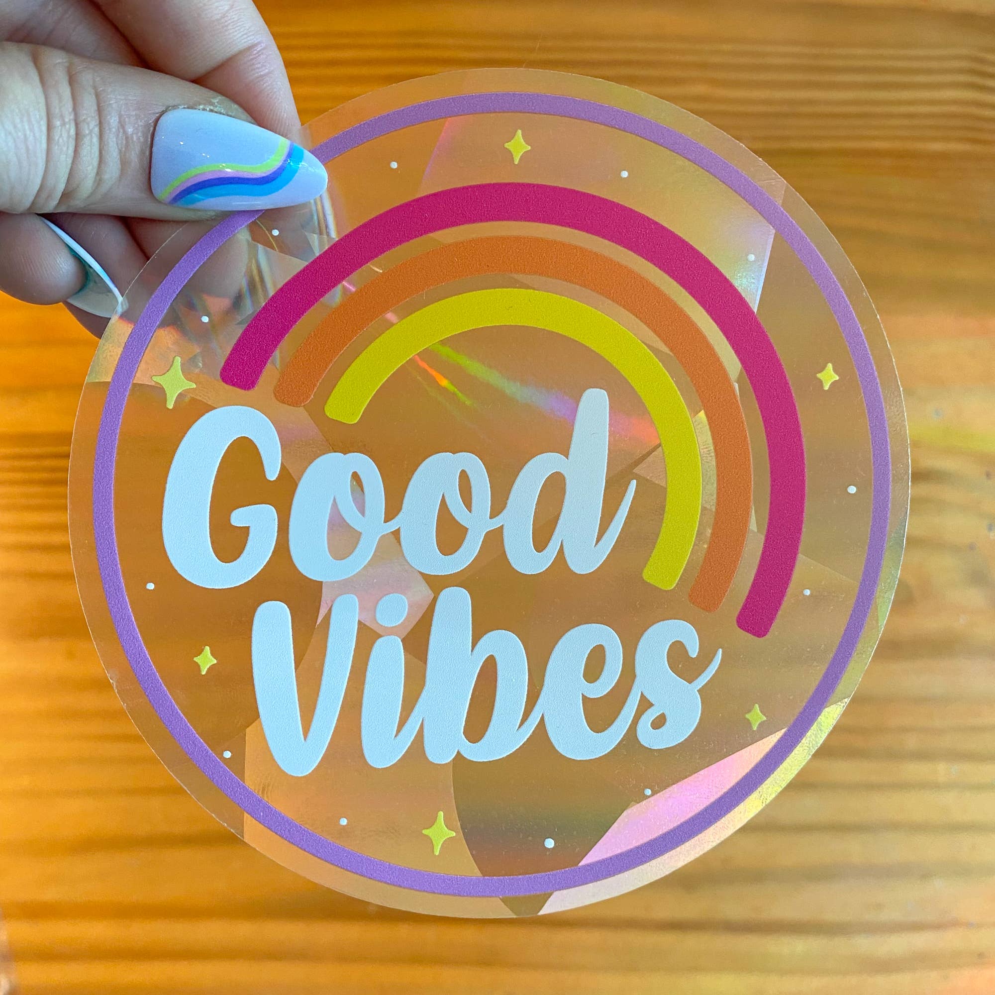Chelzart - Wholesale Suncatcher - Good Vibes Suncatcher Decal | Rainbow Maker Accessory7
